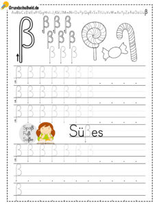 Buchstabe ß schreiben lernen für Vorschulkinder zum Nachspuren und Ausdrucken