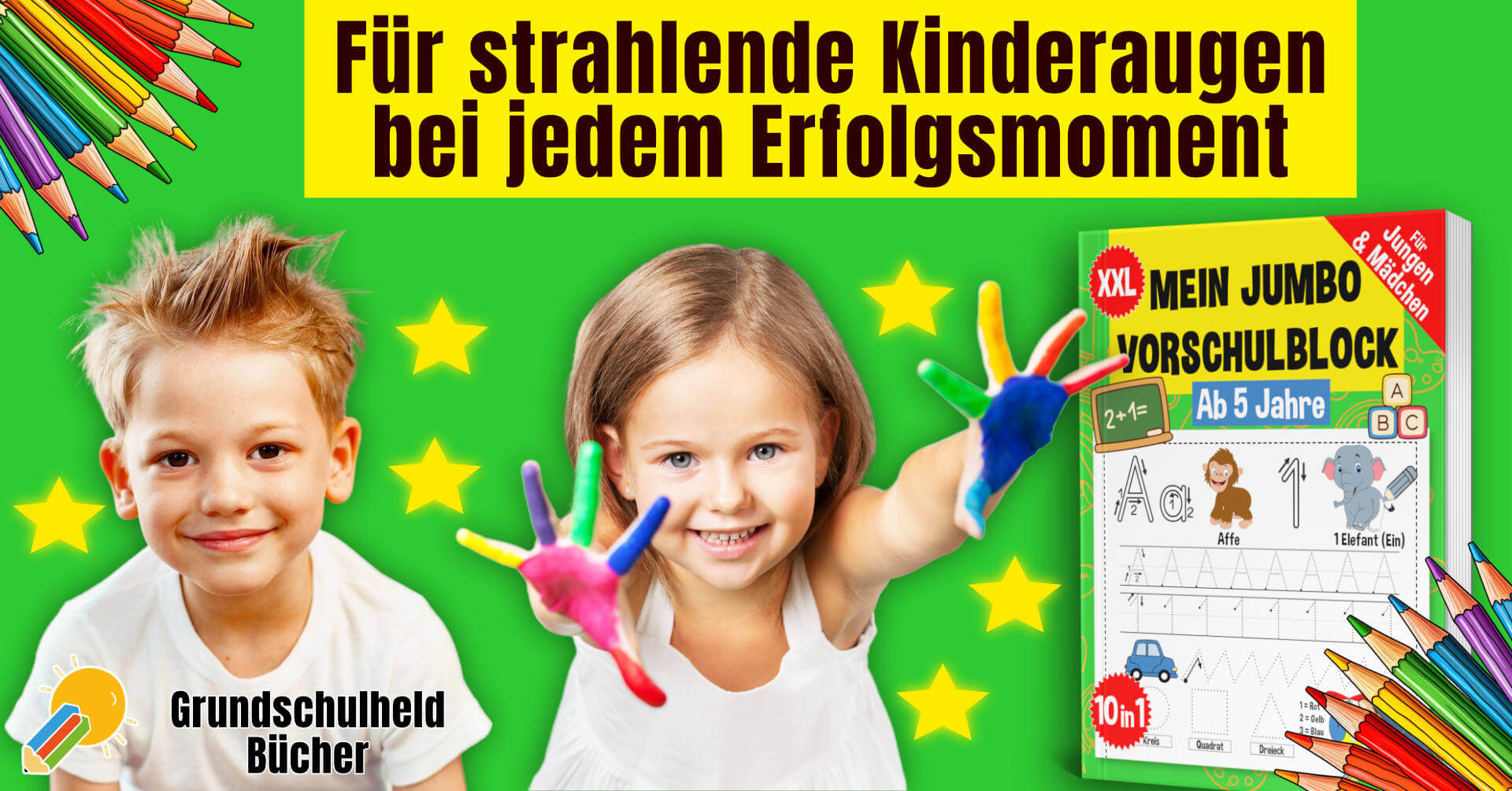 Mein Jumbo Vorschulblock – Vorschule Übungshefte ab 5 Jahre für Jungen und Mädchen – Buchstaben und Zahlen schreiben lernen plus Schwungübungen