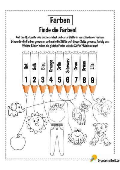 Vorschule Arbeitsblatt Farben erkennen zum Ausdrucken